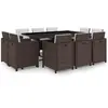 Image de vidaXL Ensemble à dîner extérieur 11 pcs résine tressée marron