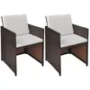 Image de vidaXL Chaises de jardin lot de 2 avec coussins Résine tressée Marron