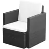 Image de vidaXL Chaise de jardin et coussins et oreillers Résine tressée Noir