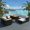 Image de vidaXL Salon de jardin 10 pcs - Résine tressée noir et marron