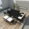 Image de vidaXL Ensemble à manger de jardin 9 pcs noir