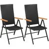 Image de vidaXL Lot de 2 chaises empilables de jardin résine tressée noir