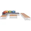 Image de vidaXL Salon de jardin 5 pcs avec coussins Aluminium et WPC