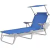 Image de vidaXL Chaise longue avec auvent Bleu