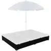 Image de vidaXL Chaise longue avec parasol - Noir