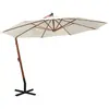 Image de vidaXL Parasol Suspendu Bois 350 cm - Blanc