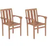 Image de vidaXL Chaises de jardin empilables - Bois de teck massif - Lot de 2