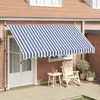 Image de vidaXL Auvent rétractable manuel 400 cm - Rayures bleues/blanches