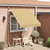 Image de vidaXL Auvent manuel 200 cm Rayures Jaunes et Bleues