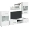 Image de vidaXL Meuble TV mural LED 5 pièces - Blanc brillant
