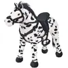 Image de vidaXL Cheval en peluche Noir et blanc XXL