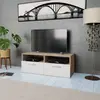 Image de vidaXL Meuble TV Chêne/Blanc 95x35x36 cm