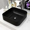 Image de vidaXL Lavabo carré Céramique Noir 38x38x13,5 cm