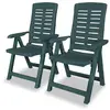 Image de vidaXL Chaises inclinables jardin Plastique Vert - Lot de 2