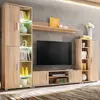 Image de vidaXL Unité murale TV avec lumières LED Chêne sonoma
