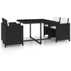 Image de vidaXL Salon de Jardin 5 pcs et Coussins Rotin Noir