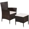 Image de vidaXL Chaise et tabouret d'extérieur avec coussins - Résine tressée