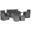 Image de vidaXL Salon de jardin 6 pcs Résine tressée Gris
