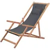 Image de vidaXL Chaise pliable de plage en bois et tissu gris