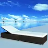 Image de vidaXL Chaise longue avec coussin - Résine tressée Marron