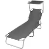 Image de vidaXL Chaise longue pliable avec auvent - Gris
