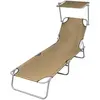 Image de vidaXL Chaise longue pliable - Taupe