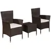 Image de vidaXL Mobilier de bistro 3 pcs - Résine tressée marron