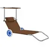 Image de vidaXL Chaise longue pliable avec auvent - Taupe