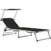 Image de vidaxl Chaise longue pliable - Aluminium et textilène - Noir