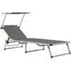 Image de VIDAXL Chaise longue pliable - Gris