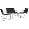 Image de vidaXL Salon de jardin 4 pcs - Tissu et acier Noir