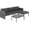 Image de vidaXL Salon de jardin 3 pcs - Résine tressée Gris