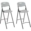 Image de vidaXL Chaises bar pliantes - PEHD et acier - Blanc