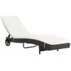 Image de vidaXL Chaise longue avec roues - Résine tressée Marron