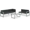 Image de vidaXL Salon de jardin 3 pcs - Aluminium Noir