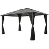 Image de vidaXL Tonnelle avec rideau Aluminium 4x3x2,6 m Noir