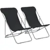 Image de vidaXL Chaises de plage Acier et Tissu Noir - Lot de 2