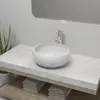 Image de vidaXL Lavabo Rond Céramique Blanc avec Mitigeur