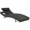 Image de vidaXL Chaise longue résine tressée - Marron