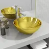 Image de vidaXL Lavabo Rond Céramique Doré 32 cm