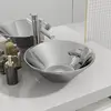 Image de vidaXL Lavabo rond en céramique 420x140 mm - Argenté