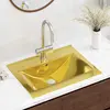 Image de vidaXL Lavabo avec trop-plein 60x46x16 cm Céramique Doré