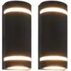 Image de vidaXL Appliques murales d'extérieur 2 pcs 35 W Noir Demi-rond