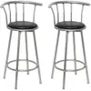 Image de vidaXL Tabourets de bar - Noir Similicuir (Lot de 2)