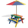 Image de vidaXL Table pique-nique enfants - Bois et parasol