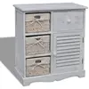 Image de vidaXL Armoire en bois - Blanc - 3 paniers