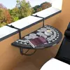 Image de vidaXL Table suspendue de balcon - Noir et blanc - Mosaïque