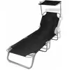 Image de vidaXL Chaise longue pliable avec auvent - Noir
