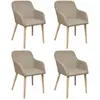 Image de Vidaxl lot de 4 chaises de salle à manger - Beige Tissu et chêne massif