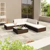 Image de vidaXL Salon de jardin avec coussins 6 pcs - Marron